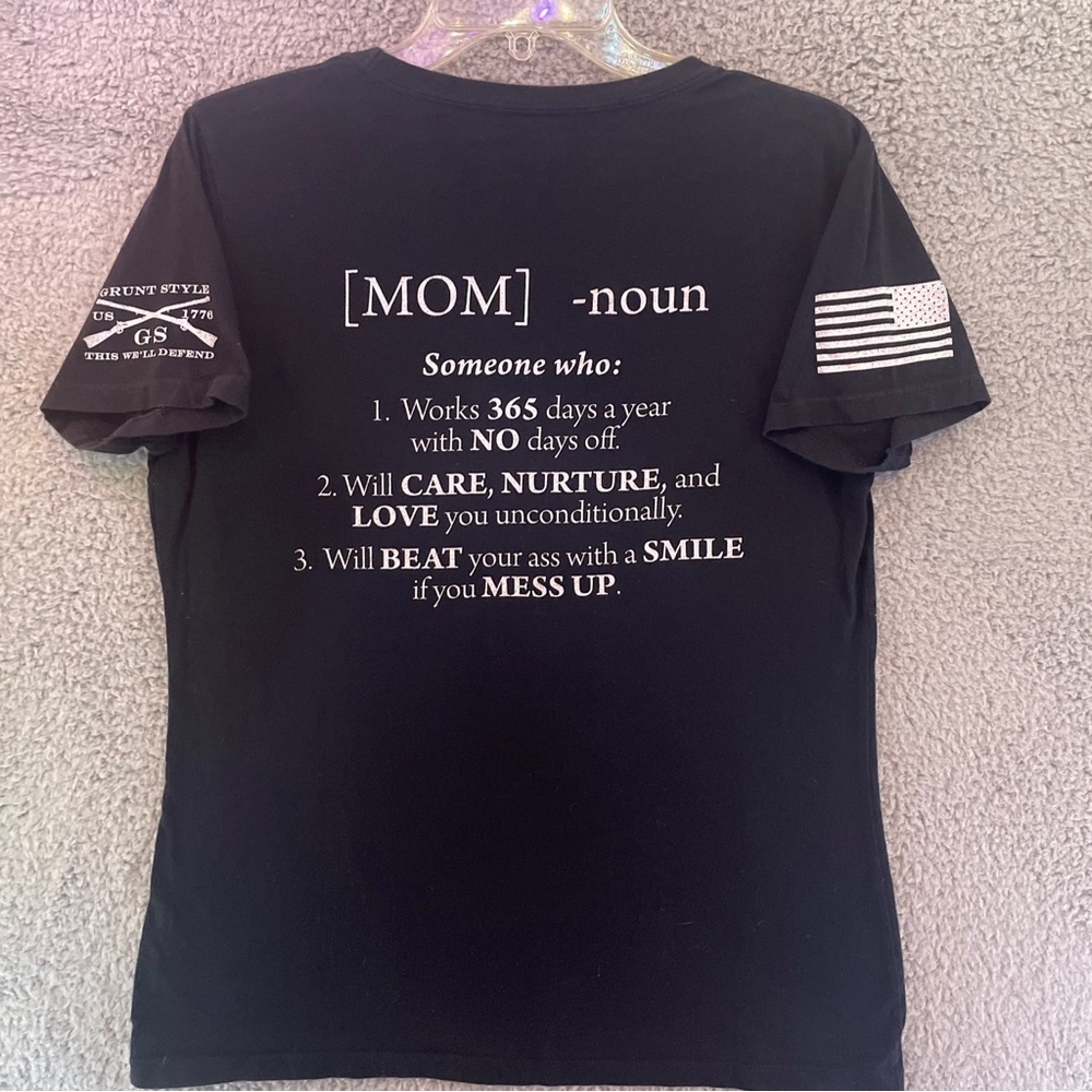 Women’s Grunt Style Mom Shirt Black Small Army Military Armed Forces Mom Noun